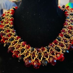 Faux Ruby & Gold Multi-color Necklace